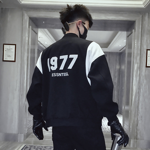J01-特P128 男士春秋新款2022潮流时尚韩版拼色数字立领外套潮牌图片