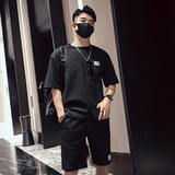 M88网红潮牌超火华夫格夏季两件时尚套装2021潮流帅气男装2，男装休闲套装，电商A257