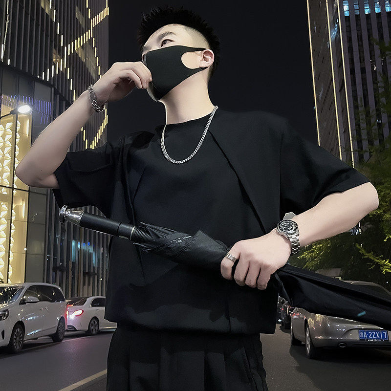 X57-P58男士白色T恤设计感短袖潮牌半袖2024新款夏季潮流,男装T恤,电商A257