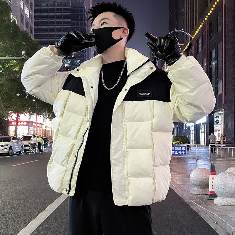 MY85-P248黑白撞色羽绒服男2024新款潮牌加厚立领外套冬季潮流3,男装羽绒服,电商A257