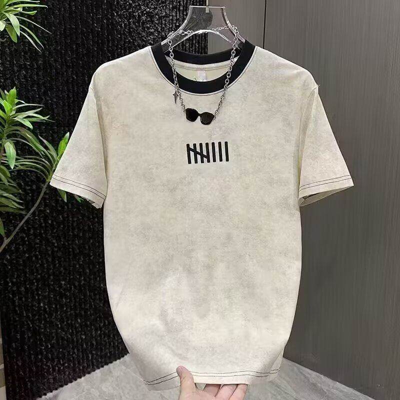高端潮牌男士短袖T恤2026新款夏季百搭休闲修身时尚圆领上衣男帅