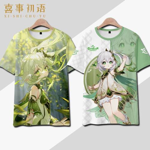 原神小吉祥草王纳西妲t恤短袖二次元动漫cos痛衣服男女夏季上衣潮