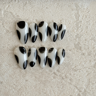 纯手工穿戴甲奶牛纹甜辣y2k美甲贴片可拆卸假指甲显白 实拍