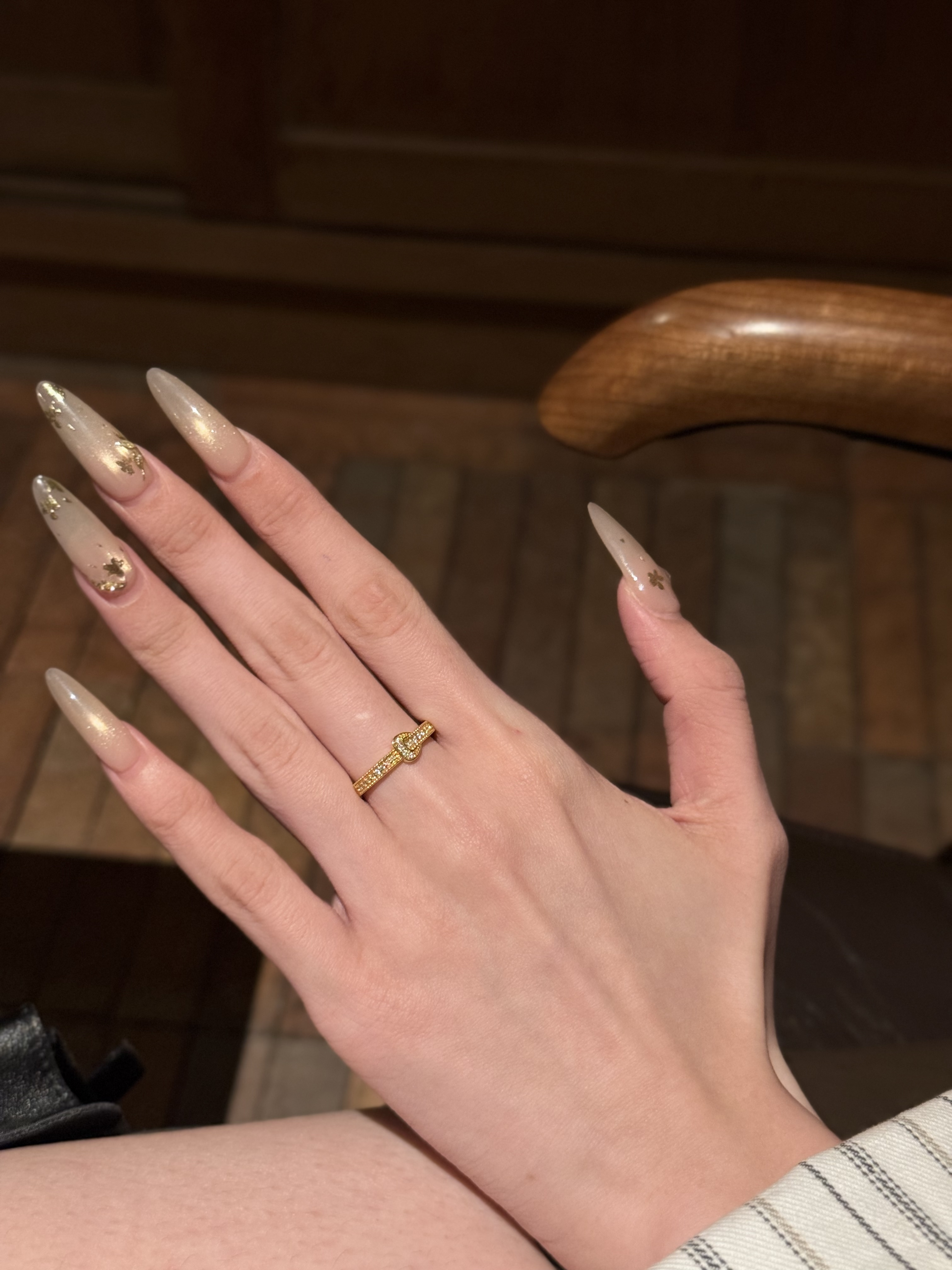 点钻皮扣戒黄金镶嵌戒指足金999