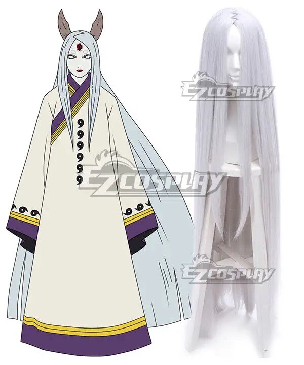 火影忍者 大筒木辉夜 银灰色中分cosplay假发 100cm 120cm 150cm
