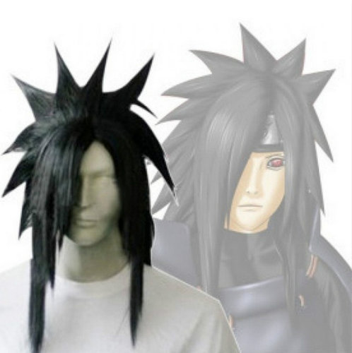 火影忍者NARUTO宇智波斑Cosplay假发 黑色长发男蓬松动漫造型假发