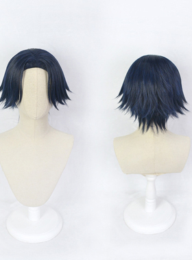 cosplay动漫造型假发套东京卍复仇者鹤蝶蓝黑色反翘短发 中分刘海