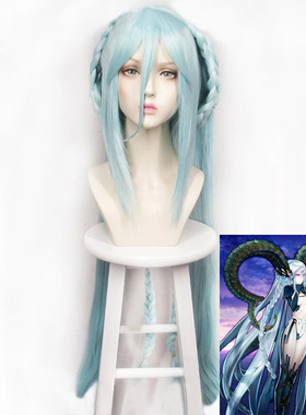 Fate Grand Order 提亚马特 天蓝色短发+马尾cosplay动漫造型假发