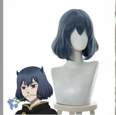 黑色五叶草-尼禄 高温丝 Cosplay假发 墨绿色波波头假发