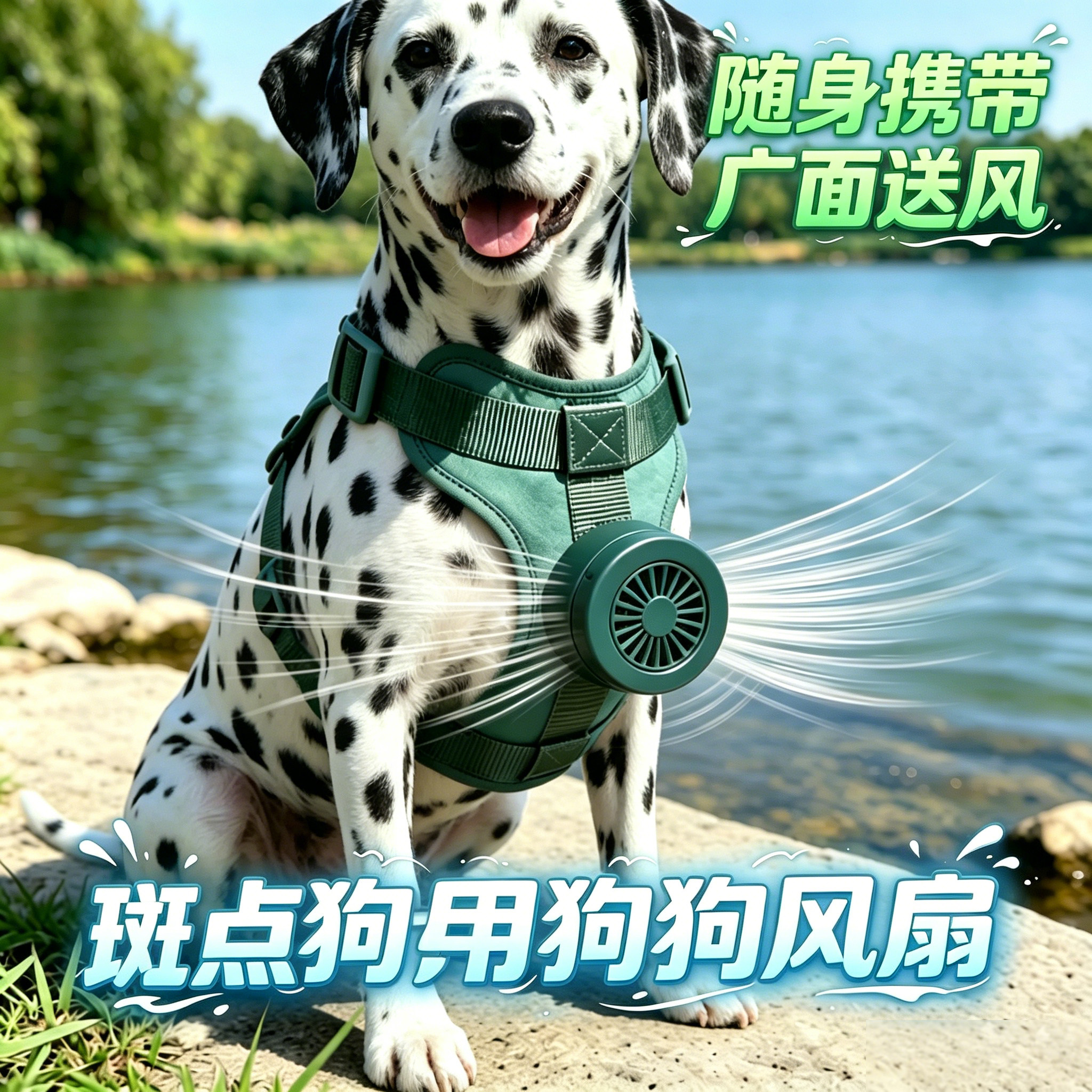 斑点狗专用狗狗风扇宠物电风扇狗用夏天降温神器夏季空调扇防中暑