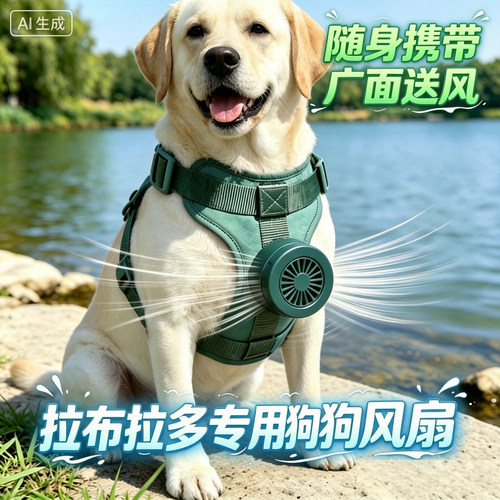 拉布拉多专用狗狗风扇宠物电风扇狗用夏天降温神器夏季空调扇散热