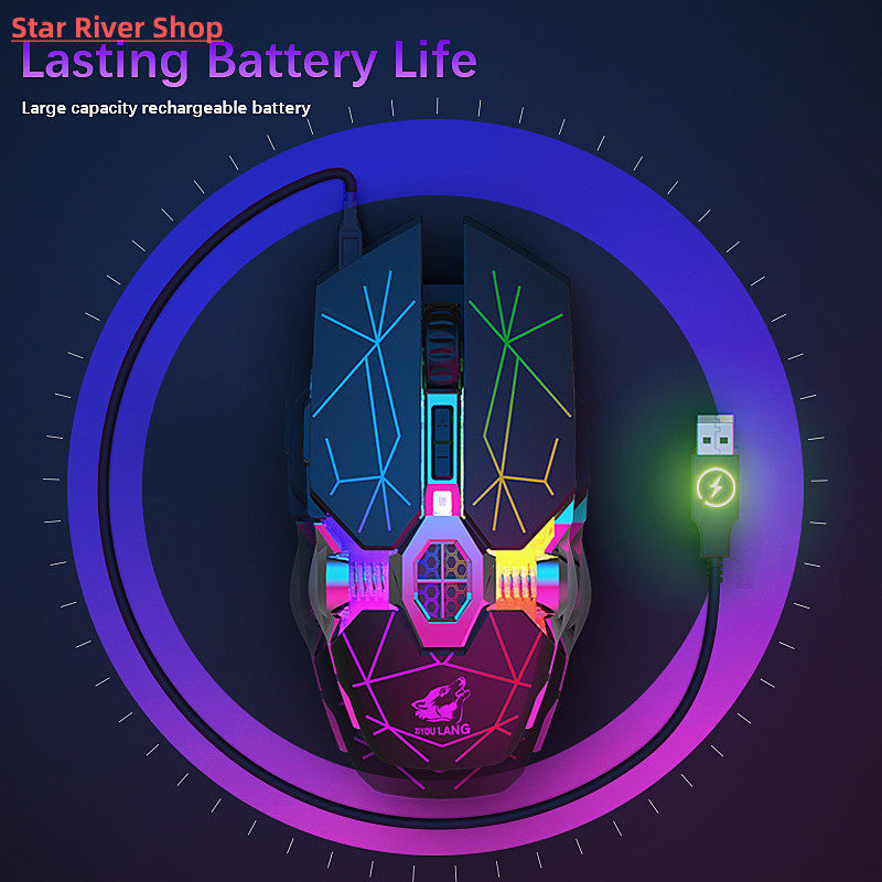 X13 2.4G 무선 게이밍 마우스 6버튼 2400DPI USB 충전