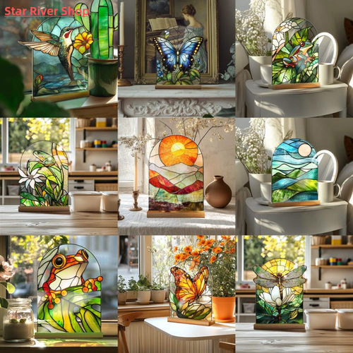 1pc Painted Colorful Flower Pattern Decor Transparent Deskto