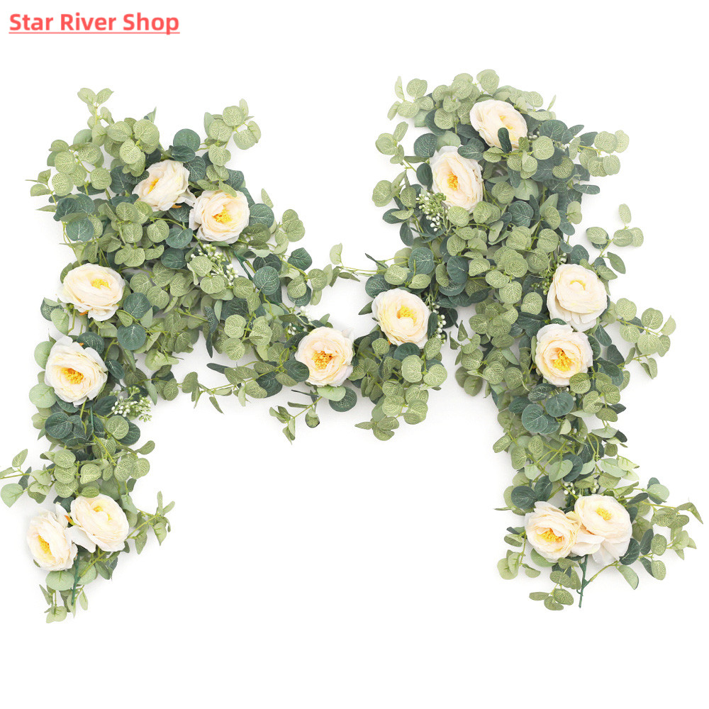 2M Artificial Flowers Plants Fake Eucalyptus Vine Garland Ha