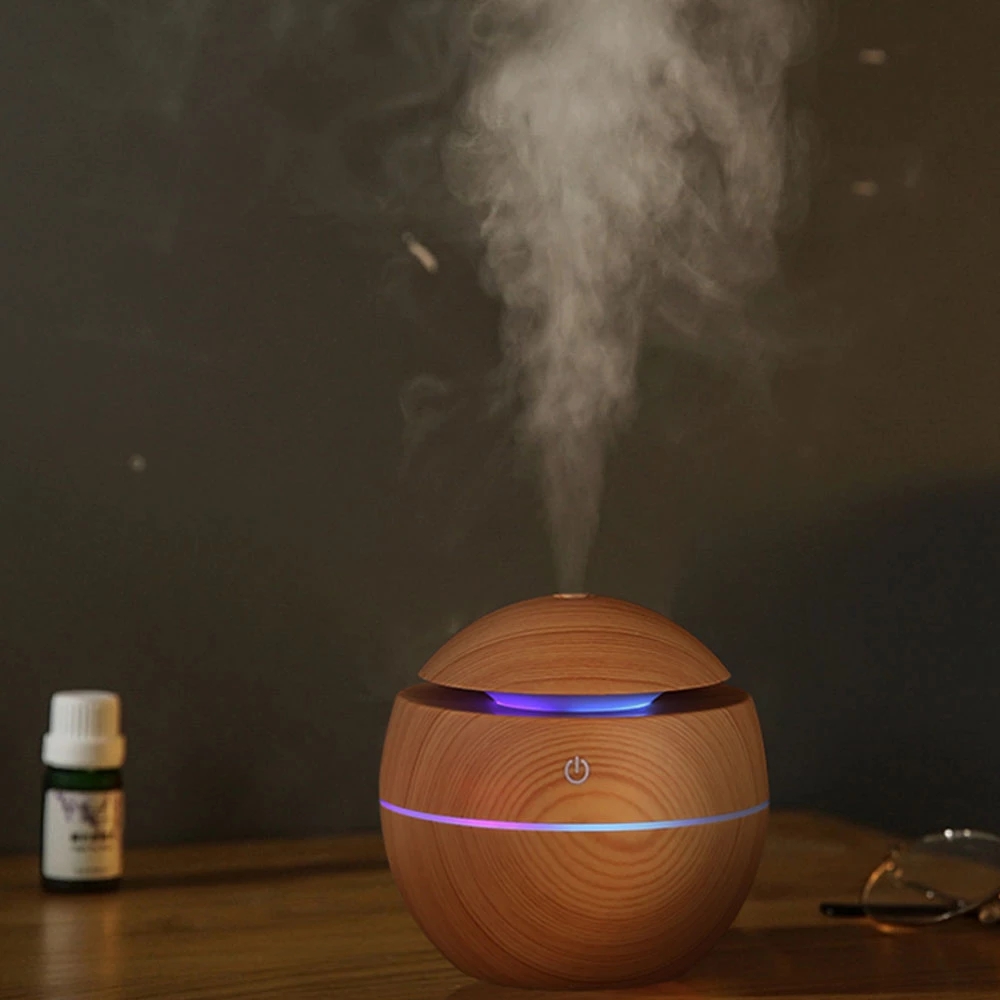 Humidifier Electric Air Aroma Diffuser Wood Ultrasonic 130ML