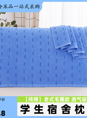 蓝色毛圈枕巾纯棉学生宿舍单人