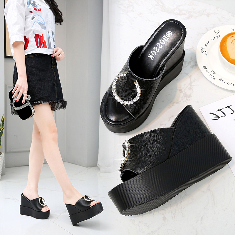 2025新品女韩版坡跟松糕厚底防滑