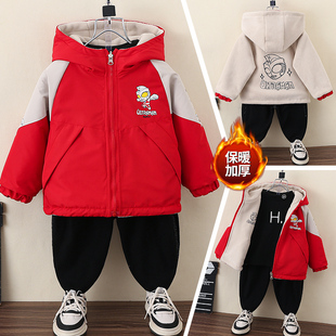 奥特曼男童加绒套装棉衣2025新款痞帅儿童装棉服男孩加厚冬装外套
