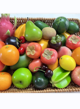 仿真水果蔬菜模型泡沫假樱桃道具早教玩具橱窗装饰摆件假苹果柠檬
