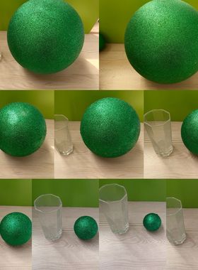 保利龙金葱粉球绿色金色泡沫圆球婚庆装饰会场布置DIY挂件6-30cm