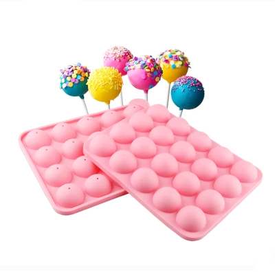 烘焙工具 20连棒棒糖蛋糕模具 硅胶模diy巧克力 耐高温送小塑料棒