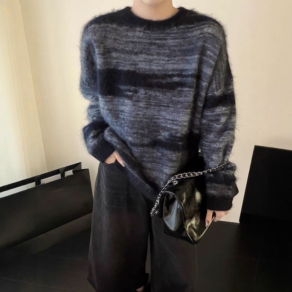 [拉绒系列]纯羊毛毛衣女秋冬内搭打底衫25新款女装渐变圆领针织衫