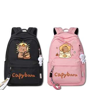 可爱水豚君卡比巴拉卡通男女双肩背包休闲潮流大容量书包学生tt