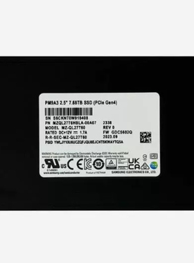 Samsung/三星 其他/other PM9A3 7.68T U.2固态硬盘