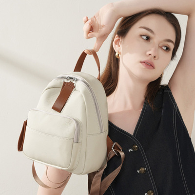 简约时尚休闲真皮女士双肩包小包包头层牛皮通勤纯皮夏季旅游背包