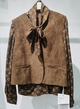 马甲碎花衬衫女上衣两件套正品