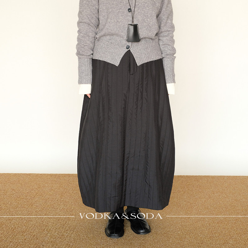 vodka&soda|秋冬新款韩系花苞半身裙女高腰显瘦A字裙中长款伞裙
