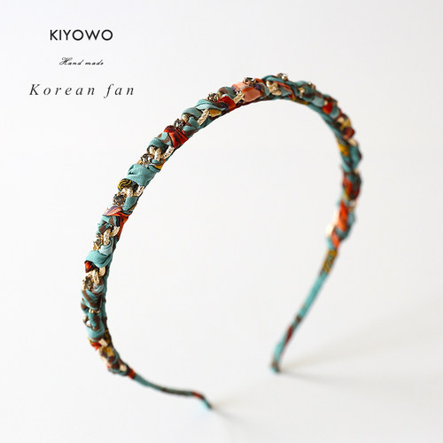 洋气时尚布艺缠绕碎花水钻发箍女