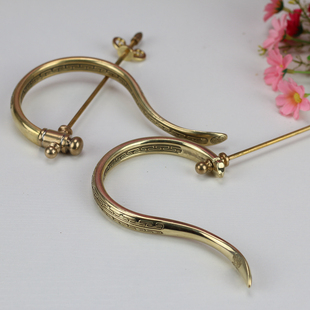 竹鸟笼挂钩钩子纯铜黄铜折叠倒钩蜡嘴八哥川鸟笼配件回纹钩子鸟具