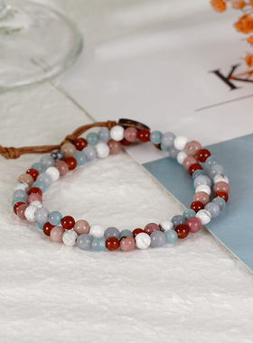 多款跨境欧美复古波西米亚网红同款情侣款天然石可调节手链编织