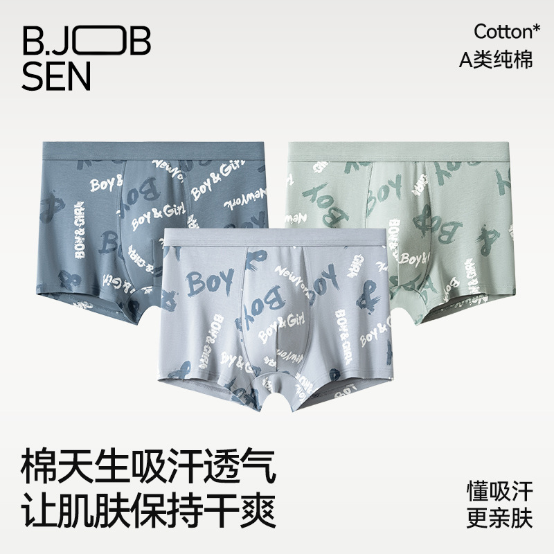 男士纯棉a类棉内裤2025新款平角裤秋冬透气纯棉印花男生内裤头男