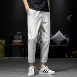 K805-P35夏季日系潮牌冰丝九分裤男士休闲裤大码胖子小脚哈伦裤子，男装休闲裤，电商B280-1（原A049）