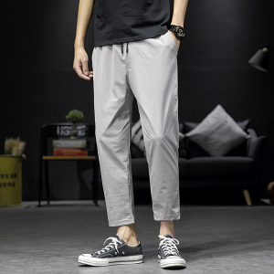 K805-P35夏季新款九分裤男士大码休闲裤修身小脚裤透气时尚裤子，男装休闲裤，电商B280-1（原A049）