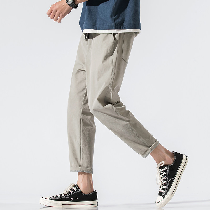 K805-P35夏季新款九分裤男士大码休闲裤修身小脚裤透气时尚裤子，男装休闲裤，电商B280-1（原A049）