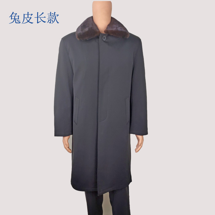AUTUMN AND WINTER MIDDLE-AGED MENS COAT LONG MINK FUR COLLAR RABBIT FUR GUTSCOAT WORSHIP DRESS WINDBREAKER