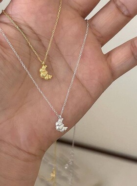 S925纯银牛角包项链女2026新款爆款轻奢小众高级感锁骨链精致颈链