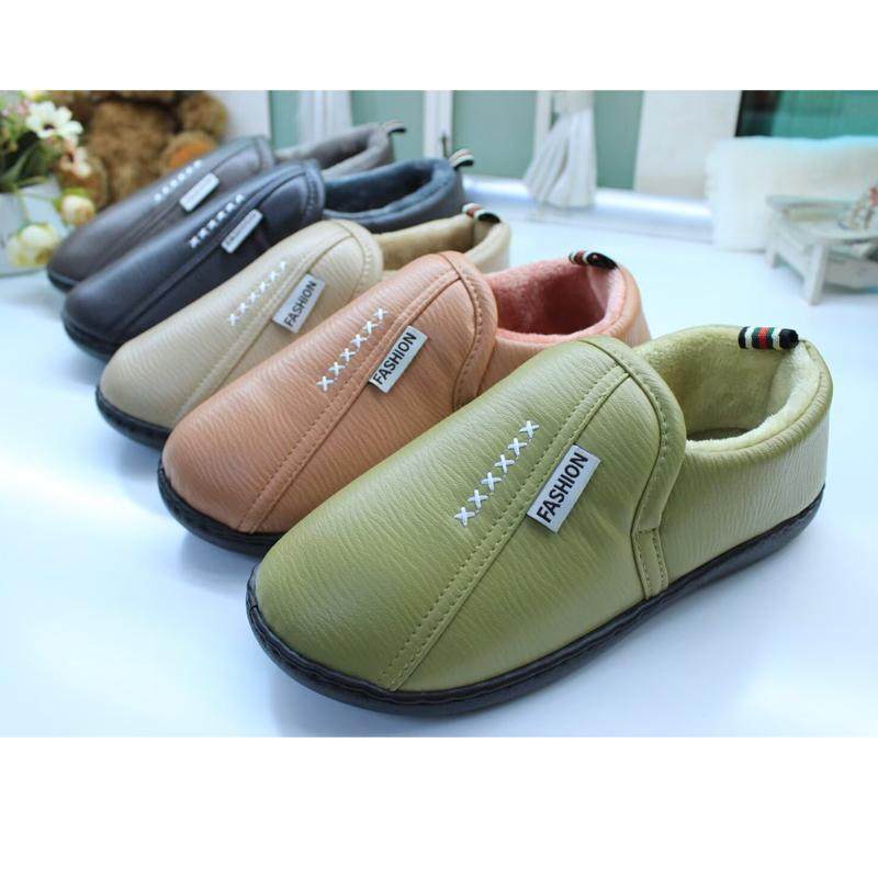 冬季女生全包跟防水棉拖鞋情侣室内外穿pu面棉鞋保暖男式防滑棉窝