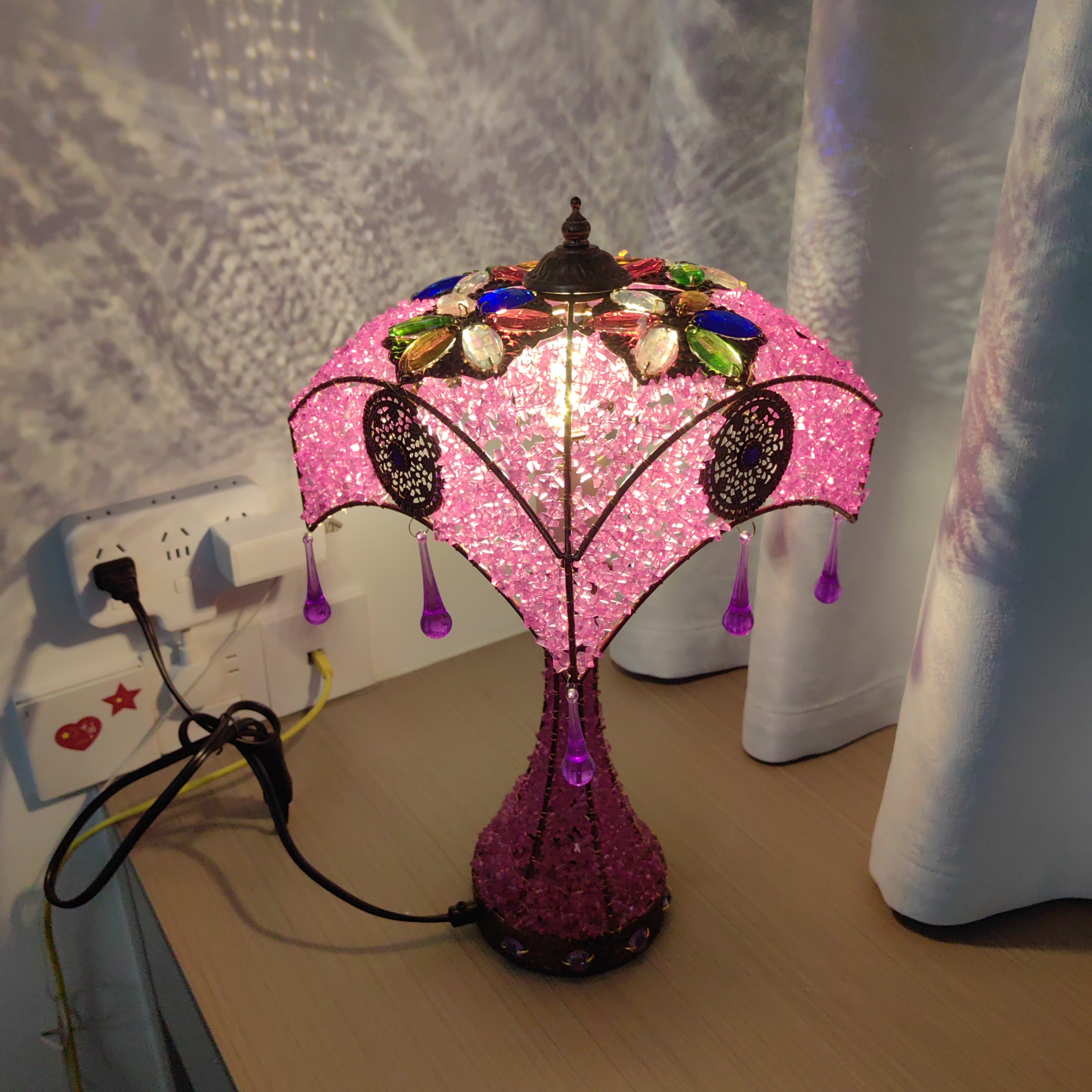 欧式创意摆件灯饰卧室书房氛围小夜灯巴洛克孔雀龙尾台灯床头客厅