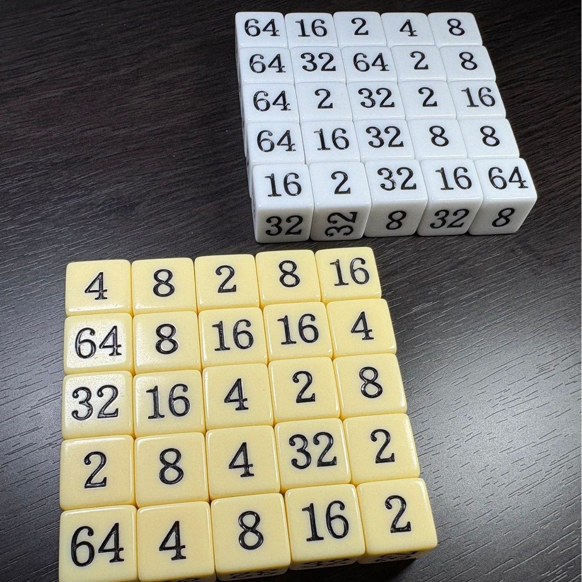 直角方形2的倍数16mm实色黄白桌游跑团配套教学配件2次幂数字骰子