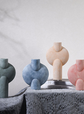 陶瓷花瓶复古家居饰品摆件电视柜书柜样板房软装装饰干花鲜花插花