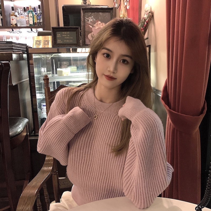 Real price real shot retro thickened crew neck lazy wind loose sweater