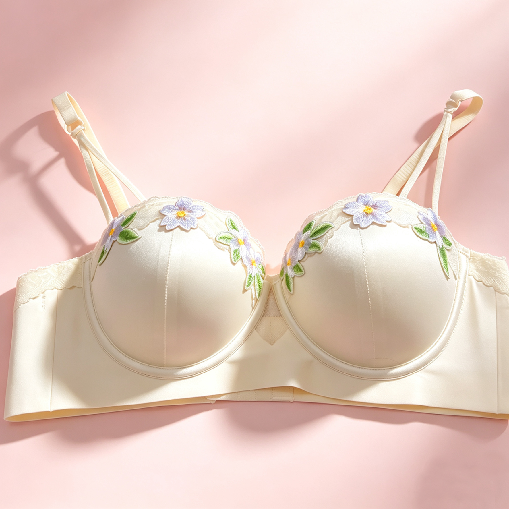 日系花朵内衣无钢圈收副乳