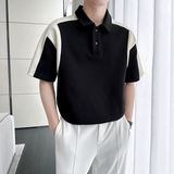 抖音万件备货男宽松短袖T恤拼接POLO衫原版PL680-P55，男装T恤，电商B307