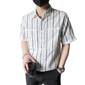 @小伙风 2025夏季新款男士帅气休闲短袖衬衫1 C8896-P60 控80图片