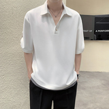2025夏季抖音冰丝面料帅气V领设计男士短袖衬衫5C8070-P50，男装T恤，电商B307