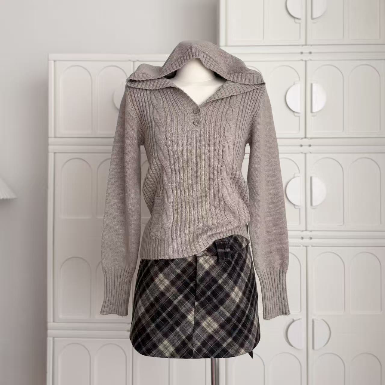 titi小姐姐暖冬诗针织衫女秋冬慵懒修身打底连帽套头毛衣外套